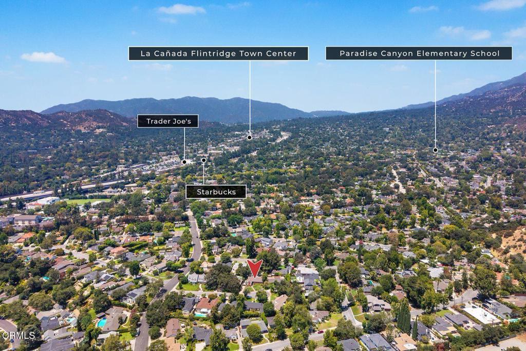Aerial map showing Town Center, Paradise Canyon Elementary and Trader Joe's